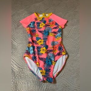 art class Pink and Yellow Floral Kids Swim Suit